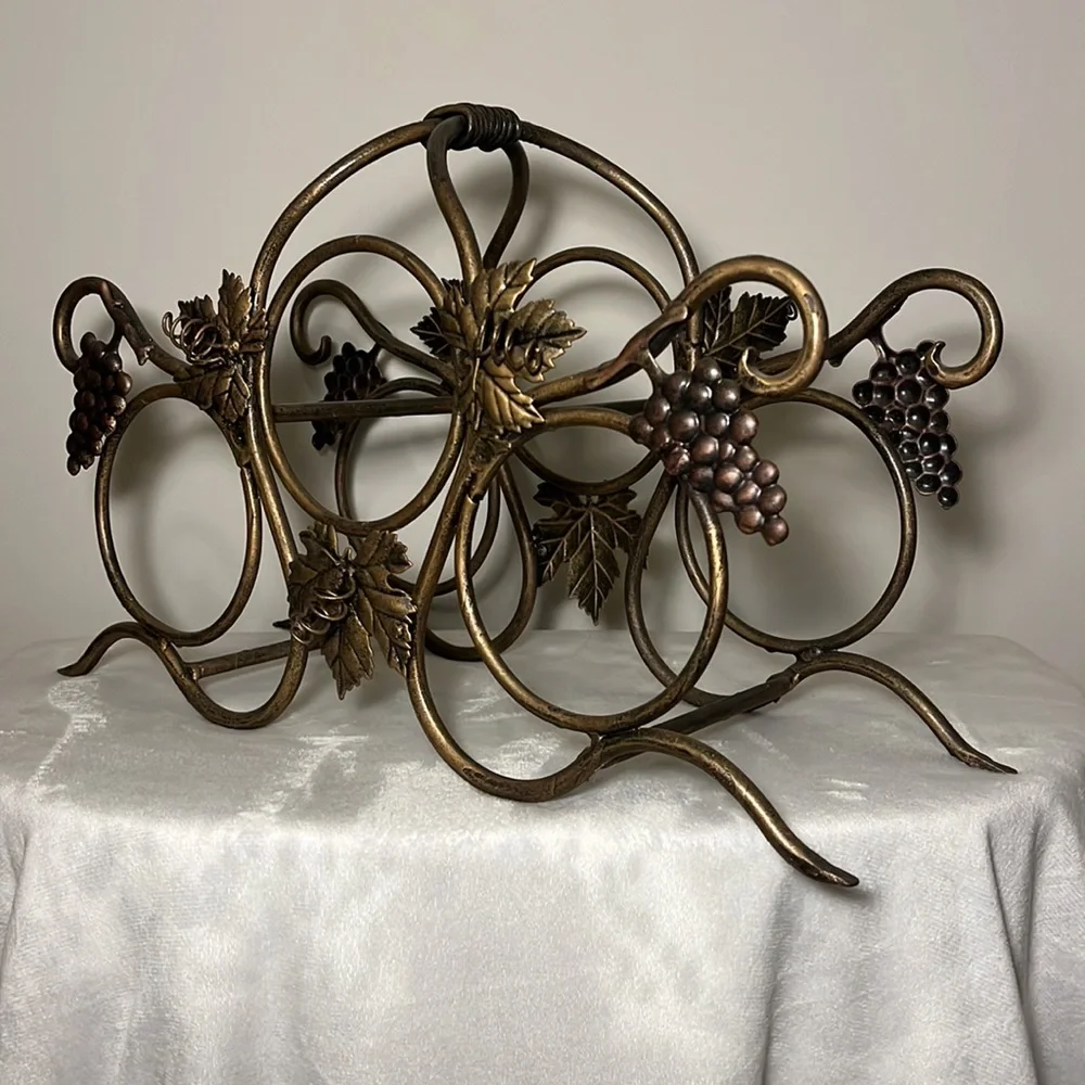 Wine Rack Gold Forged Iron from Atlanta Merchandise Mart Heavy Approx lbs NEW